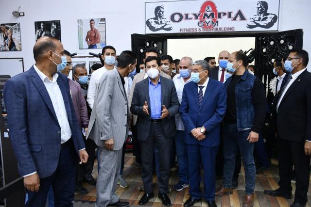 الدكتور أشرف صبحي وزير الشباب والرياضة اثناء افتتاح أعمال التطوير الإنشائية المنتهية بنادي مغاغة الرياضي بمحافظة المنيا