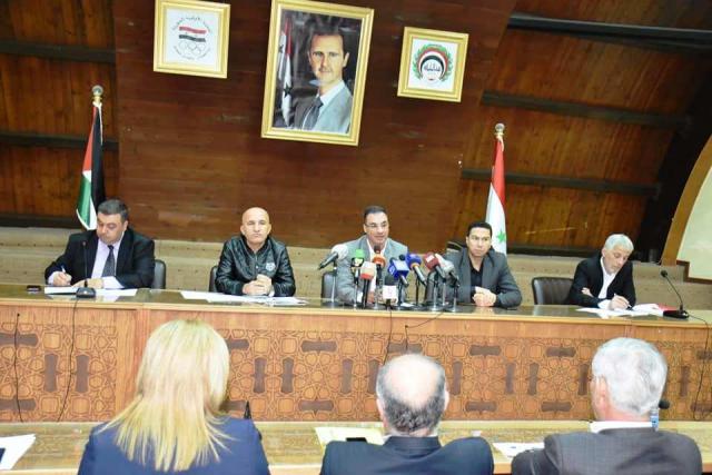 الاجتماع الموسع الذي عقدته اللجنة الأولمبية السورية برئاسة السيد فراس معلا مع اتحاد كرة القدم بحضور وسائل الإعلام