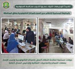 تنفيذا لتعليمات المحافظ.. جولات مستمرة لمتابعة انتظام العمل بالمراكز التولوجية بملفات التصالح